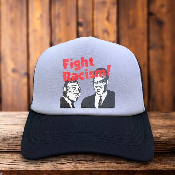 Fight Racism Mens Trucker Hat Black Snapback Malcom X MLK Equality Baseball Cap - Picture 1 of 4